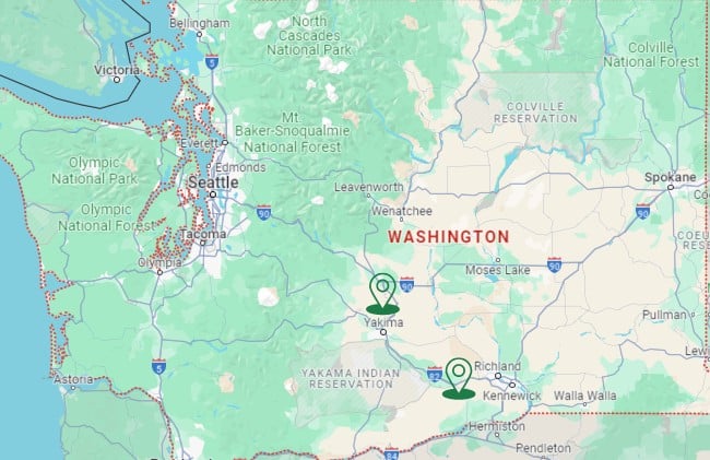 map of Washington State Colonial Lawn and Garden